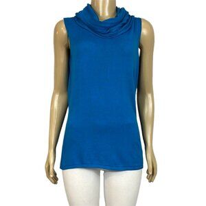 COPY - NWT Parkhurst Top Womens Cowl Neck Peacock Blue Knit Sleeveless
